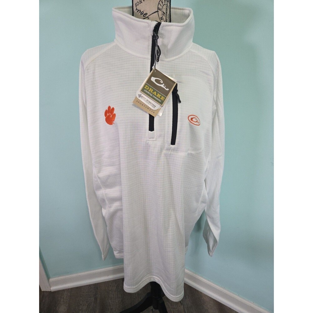 Drake Clemson Breathlite 1/4 Zip White xl new with tags